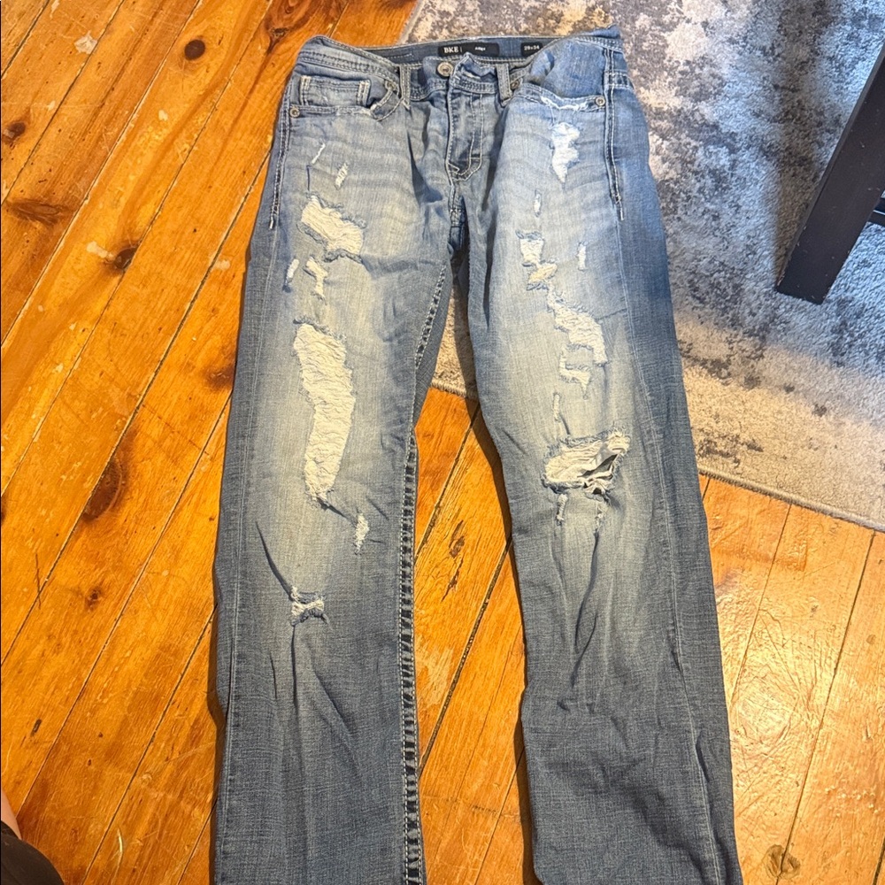 BKE Men's Slim Fit Distressed Denim Jeans